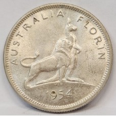 AUSTRALIA 1954 . FLORIN . COMMEMORATIVE . ROYAL VISIT AUSTRALIA 1954 . FLORIN . COMMEMORATIVE . ROYAL VISIT